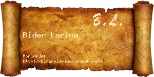 Bider Larina névjegykártya